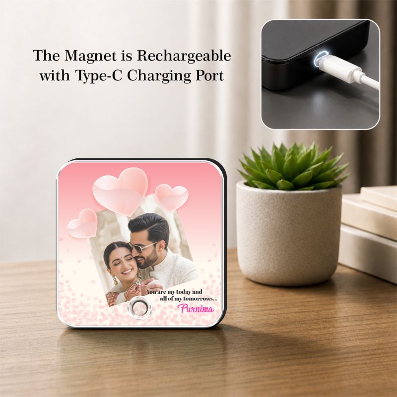 Personalized Musical Fridge Magnet Custom with Photo & Song Rechargeable Speaker & On/Off Button Birthday Gift for Wife & Girlfriend for Wife